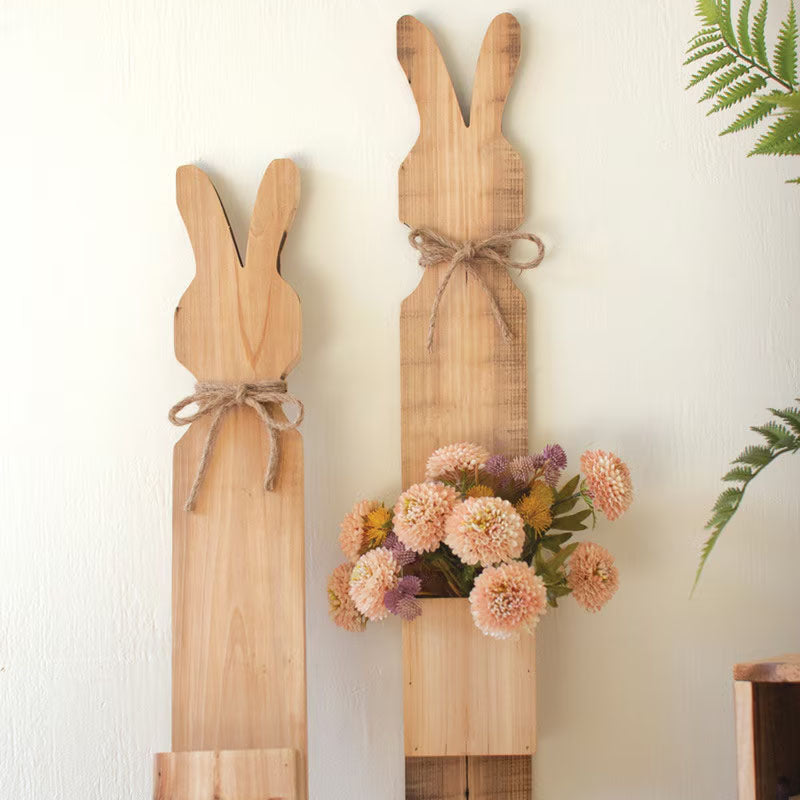 Rabbit Recycled Pine Wall Planter Set of 2