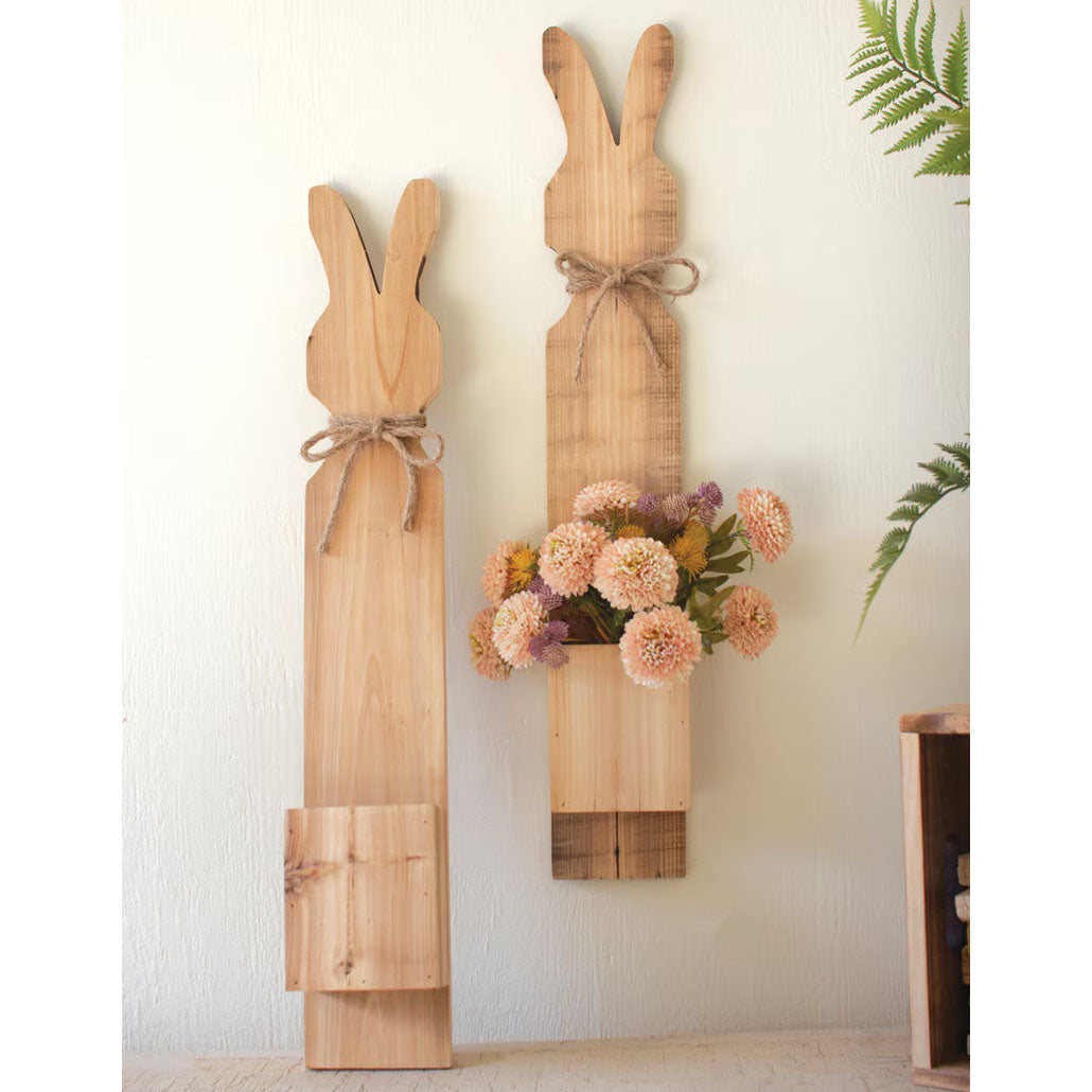 Rabbit Recycled Pine Wall Planter Set of 2