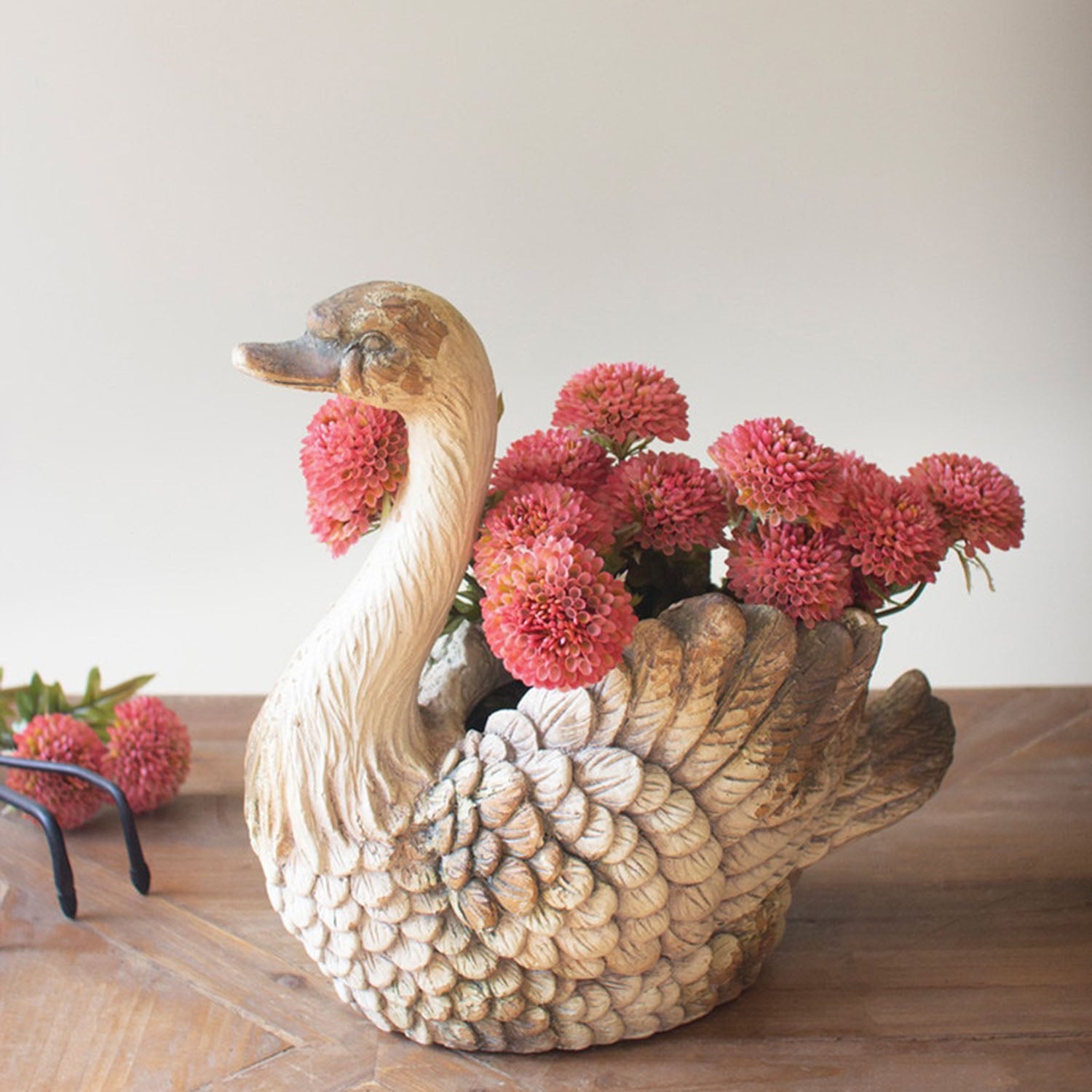 Faux Concrete Swan Planter