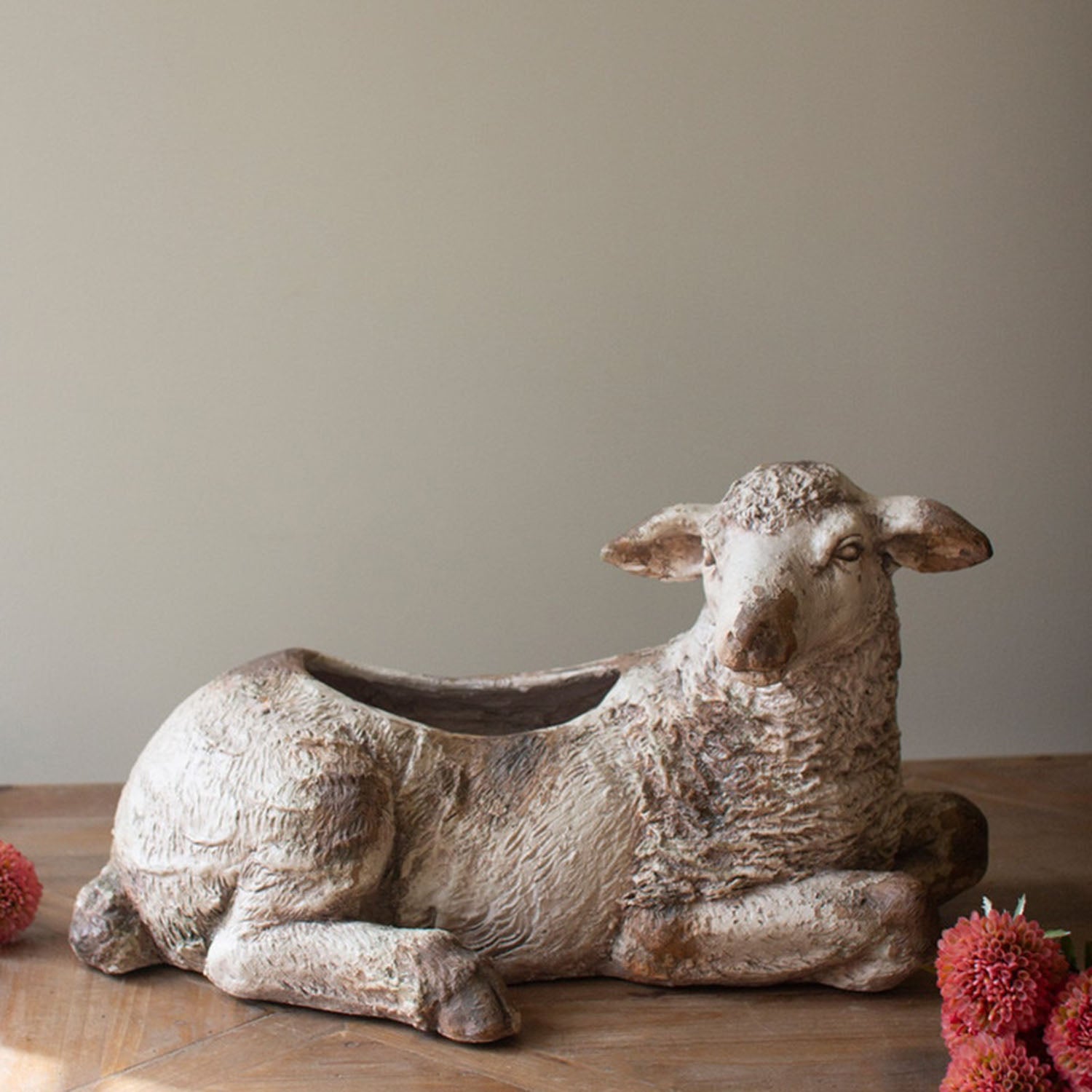 Faux Concrete Sheep Planter