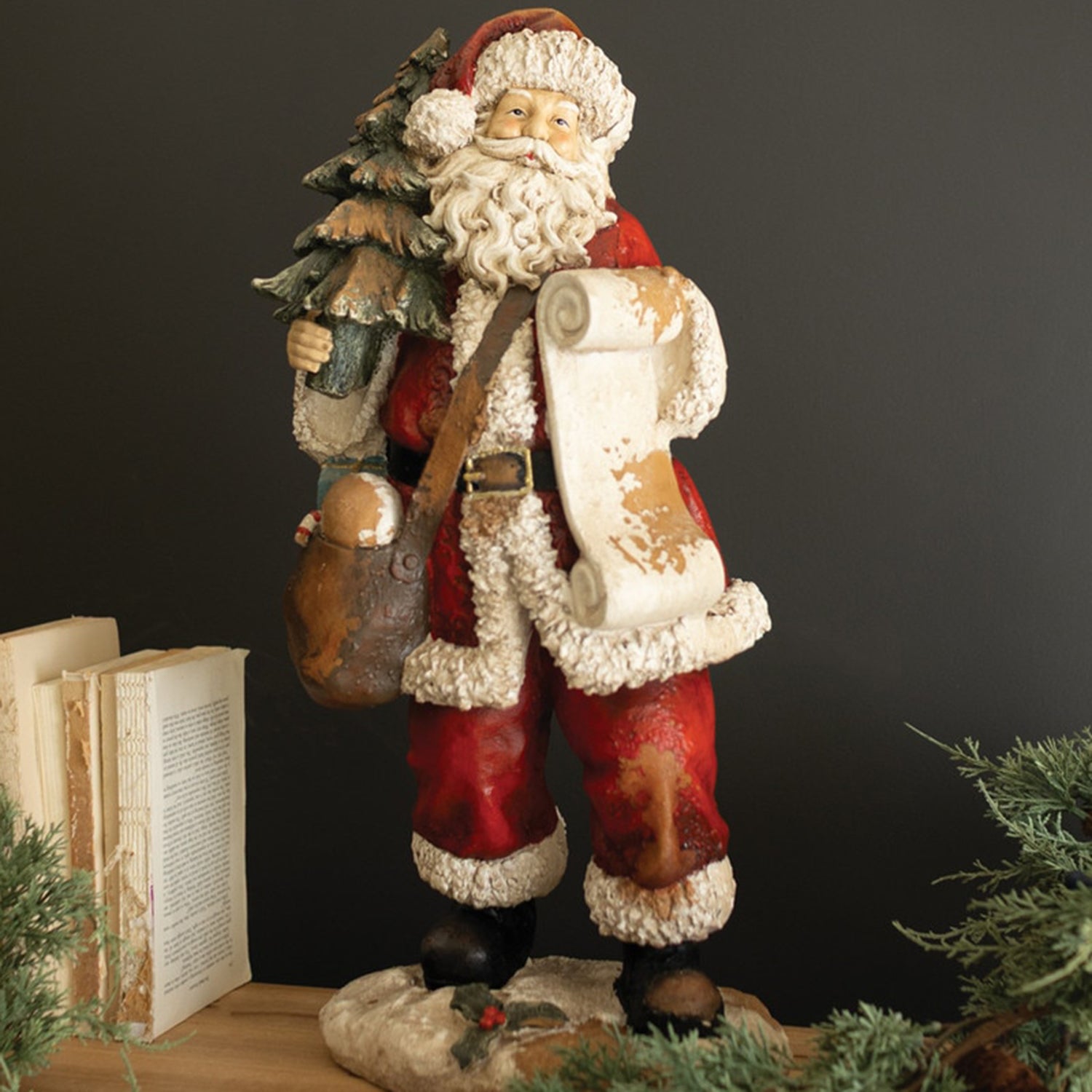 Faux Concrete Santa with List