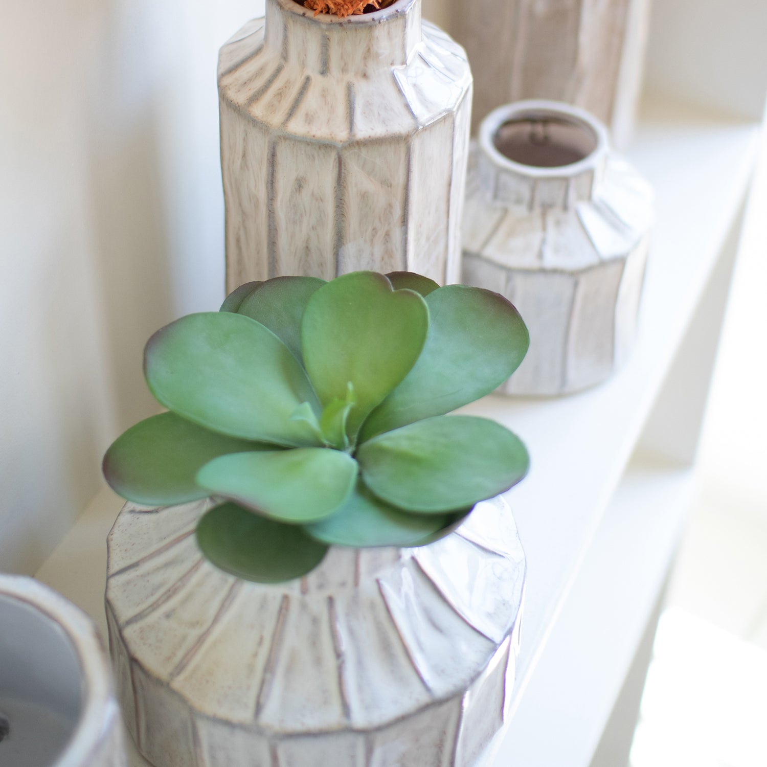White Ceramic Planter Set of 5