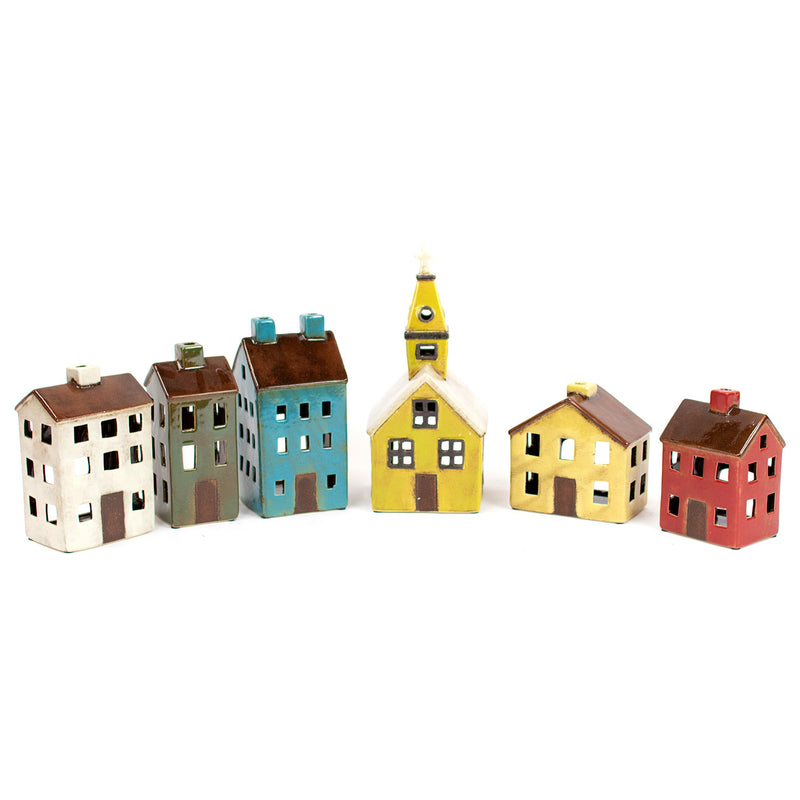 Colorful Village Tabletop Accent Set of 6