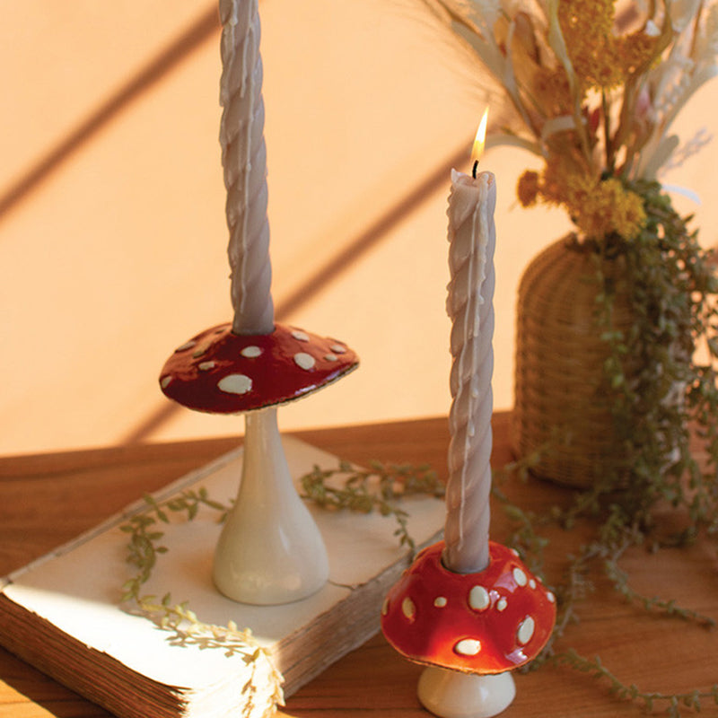 Ceramic Toadstool Taper Candle Holder Set of 4