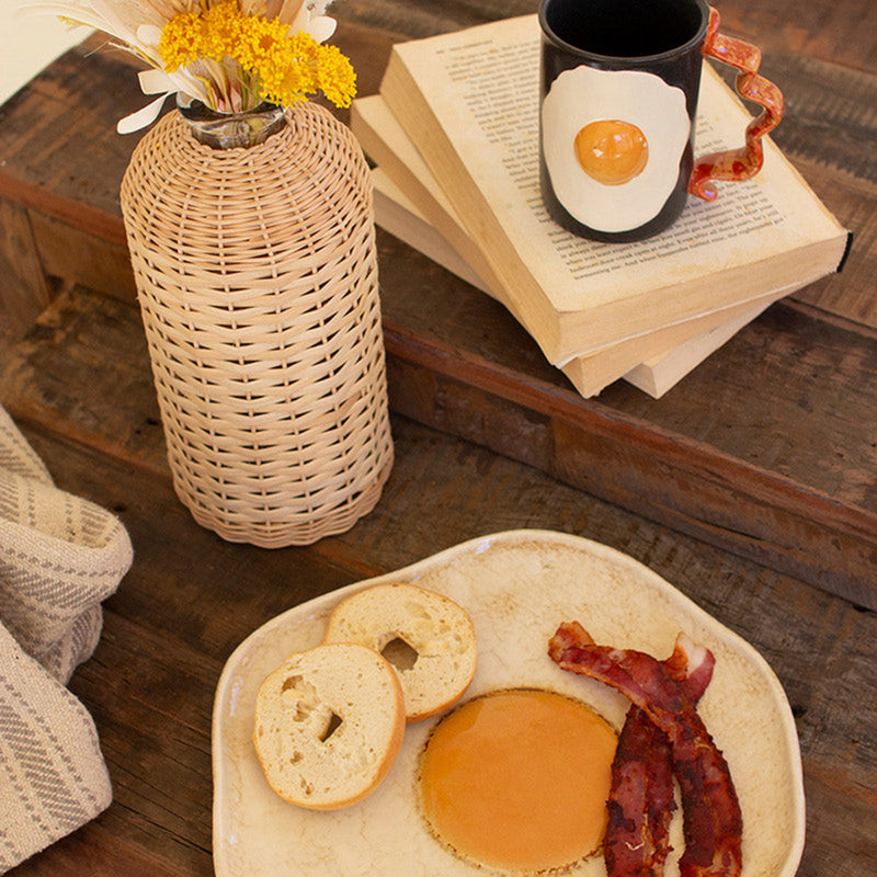 Ceramic Fried Egg Platter Set of 4