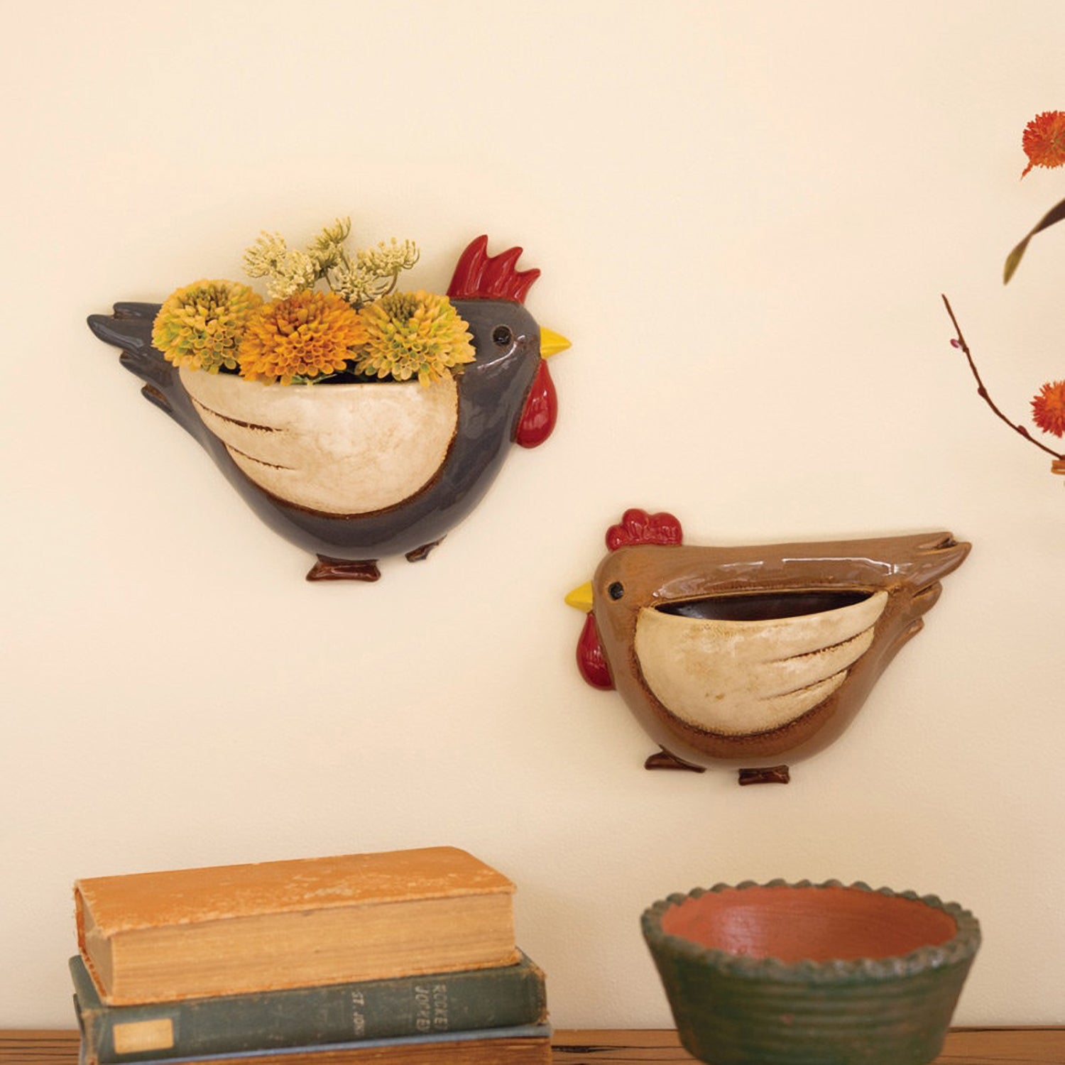Chicken Wall Planter Set of 2