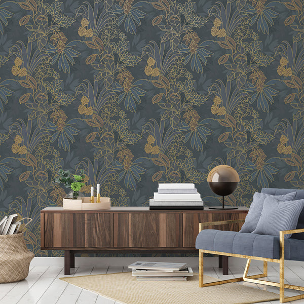 Tempaper & Co Coniferous Floral Non-Pasted Wallpaper – Paynes Gray