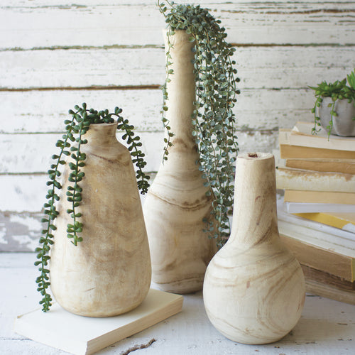 Wooden Tall Vase Set of 3