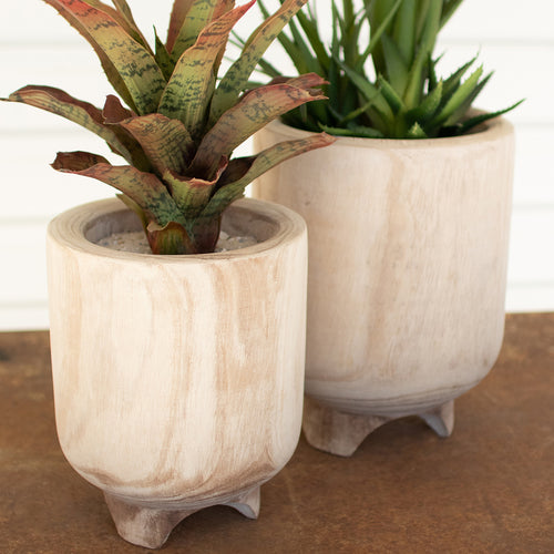 Wood Planter With Feet Set of 2