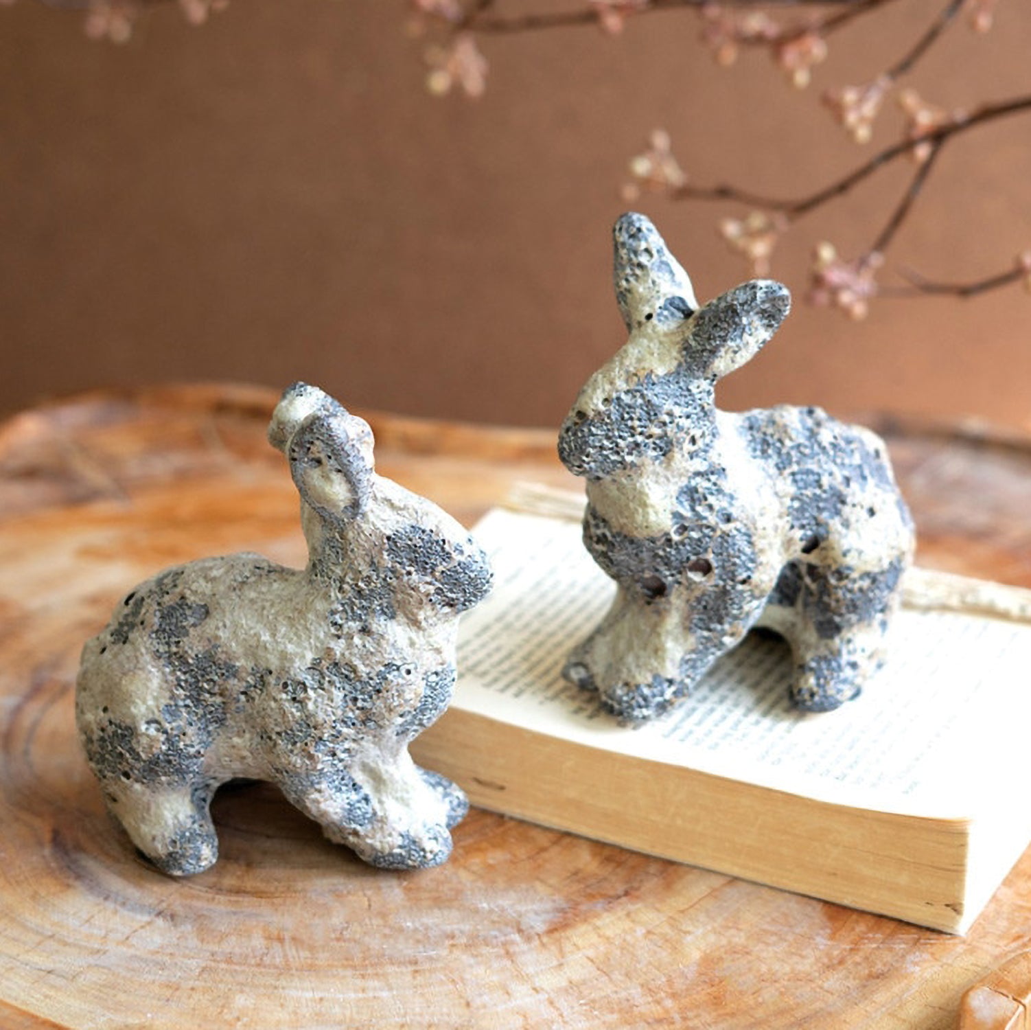 Rustic Ceramic Rabbit Set of 2