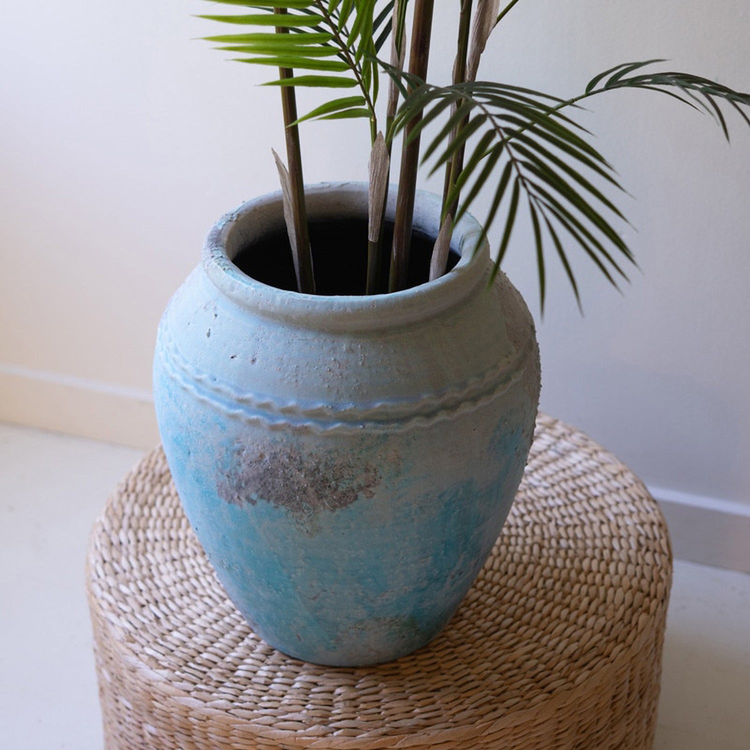Antique Blue Ceramic Urn