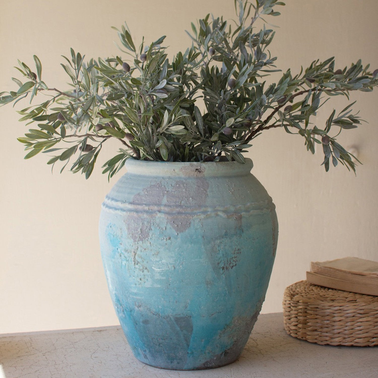 Antique Blue Ceramic Urn