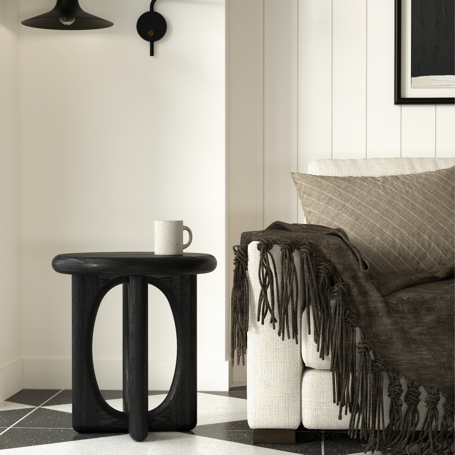 Co. House Designs Eva Oak Black Side Table