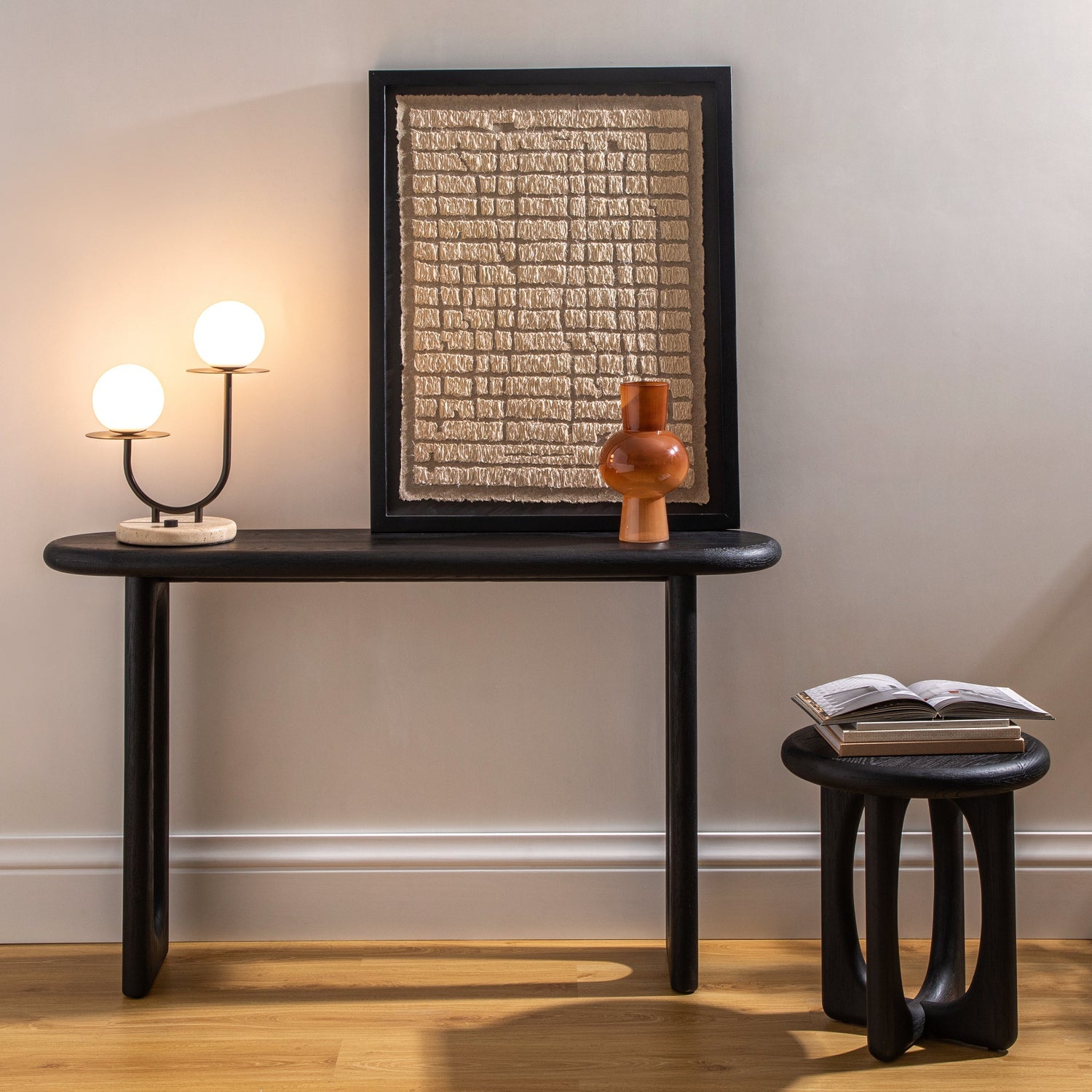 Co. House Designs Eva Oak Black Console Table