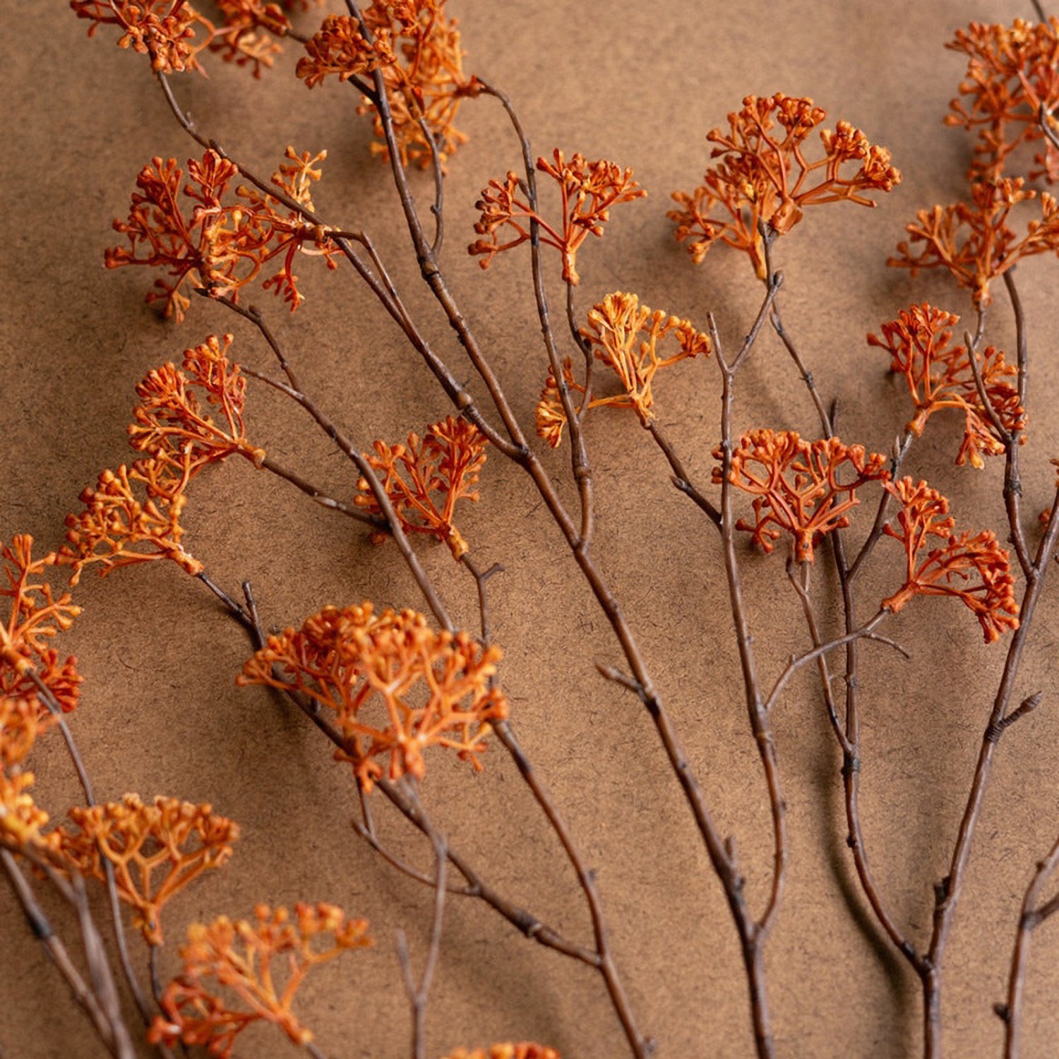 Rust Rice Flower Faux Plant Stem Set of 6