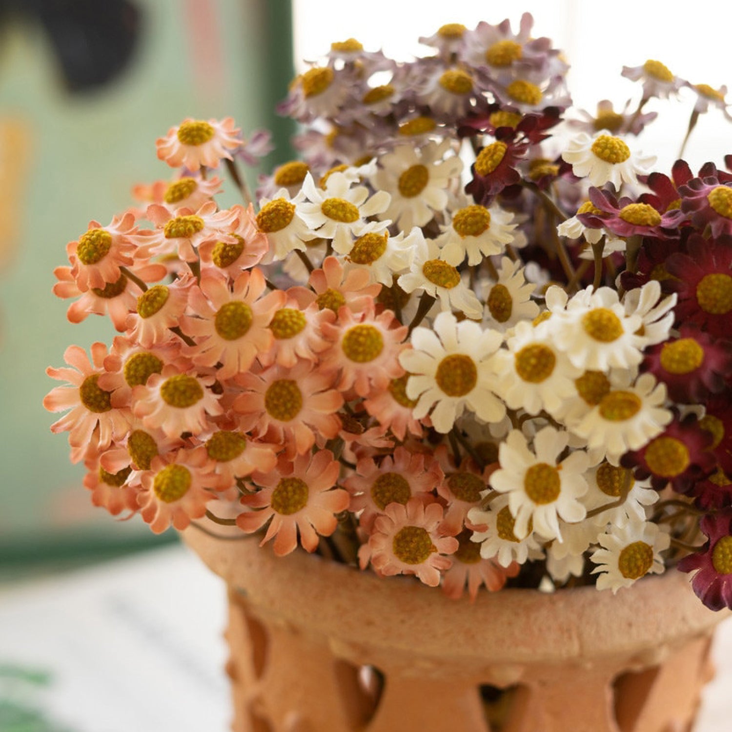 Chamomile Burgandy Bundle Faux Plant Stem Set of 6