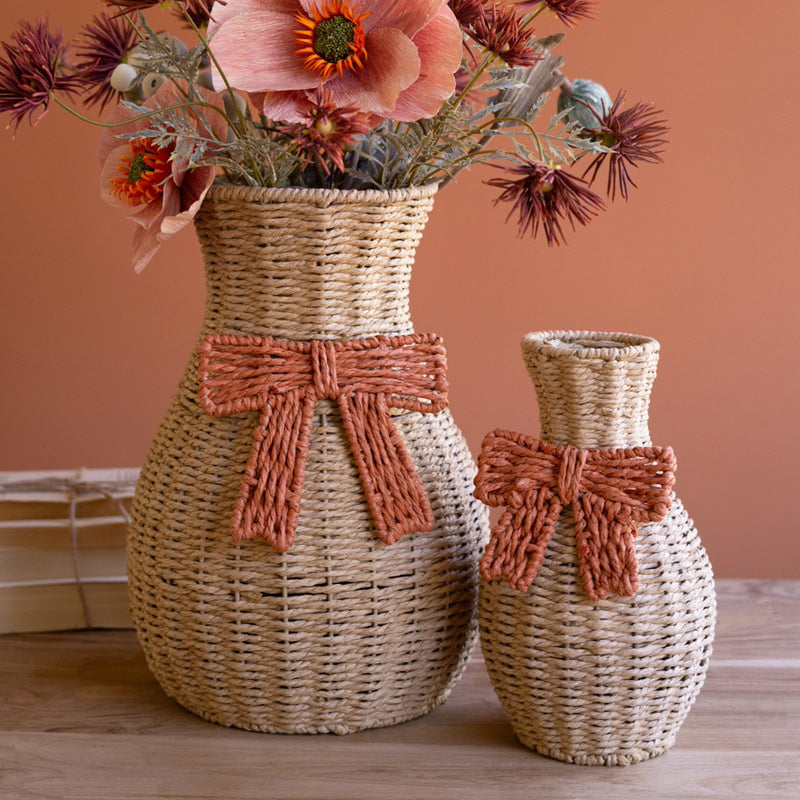 Twisted Paper Vases with Bow Set of 2