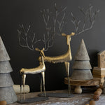 Gold Christmas Deer Statue Set of 2