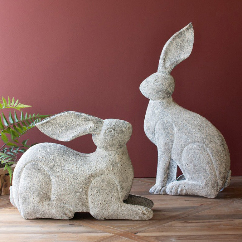 Rustic Metal Rabbits Set of 2