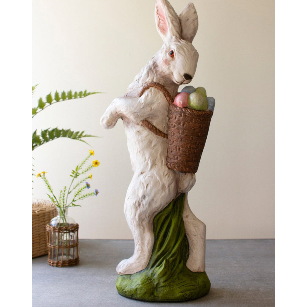 Easter Bunny with Basket of Eggs Sculpture