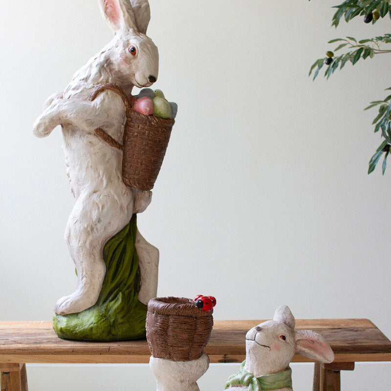 Easter Bunny with Basket of Eggs Sculpture