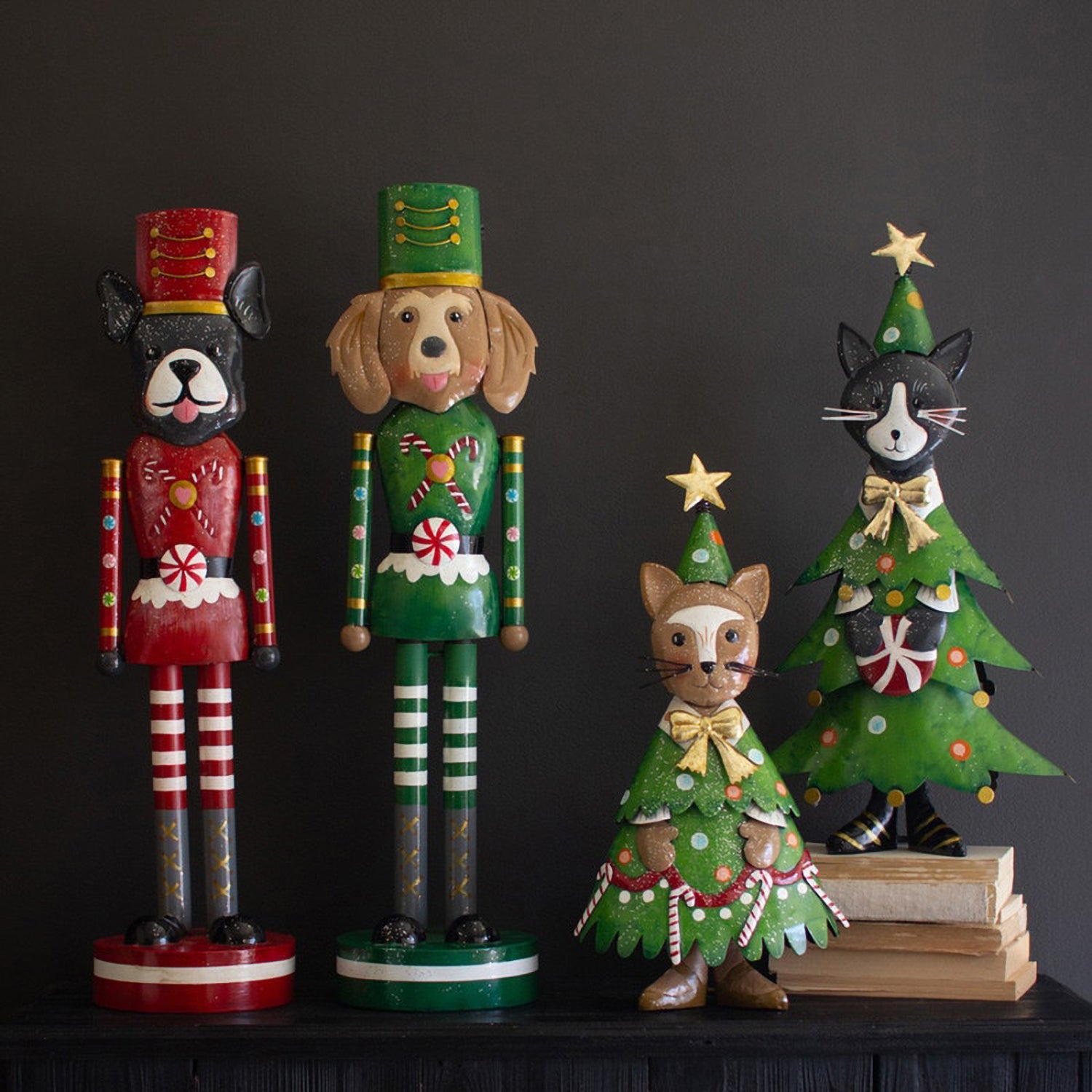 Metal Christmas Dog Nutcracker Set of 2