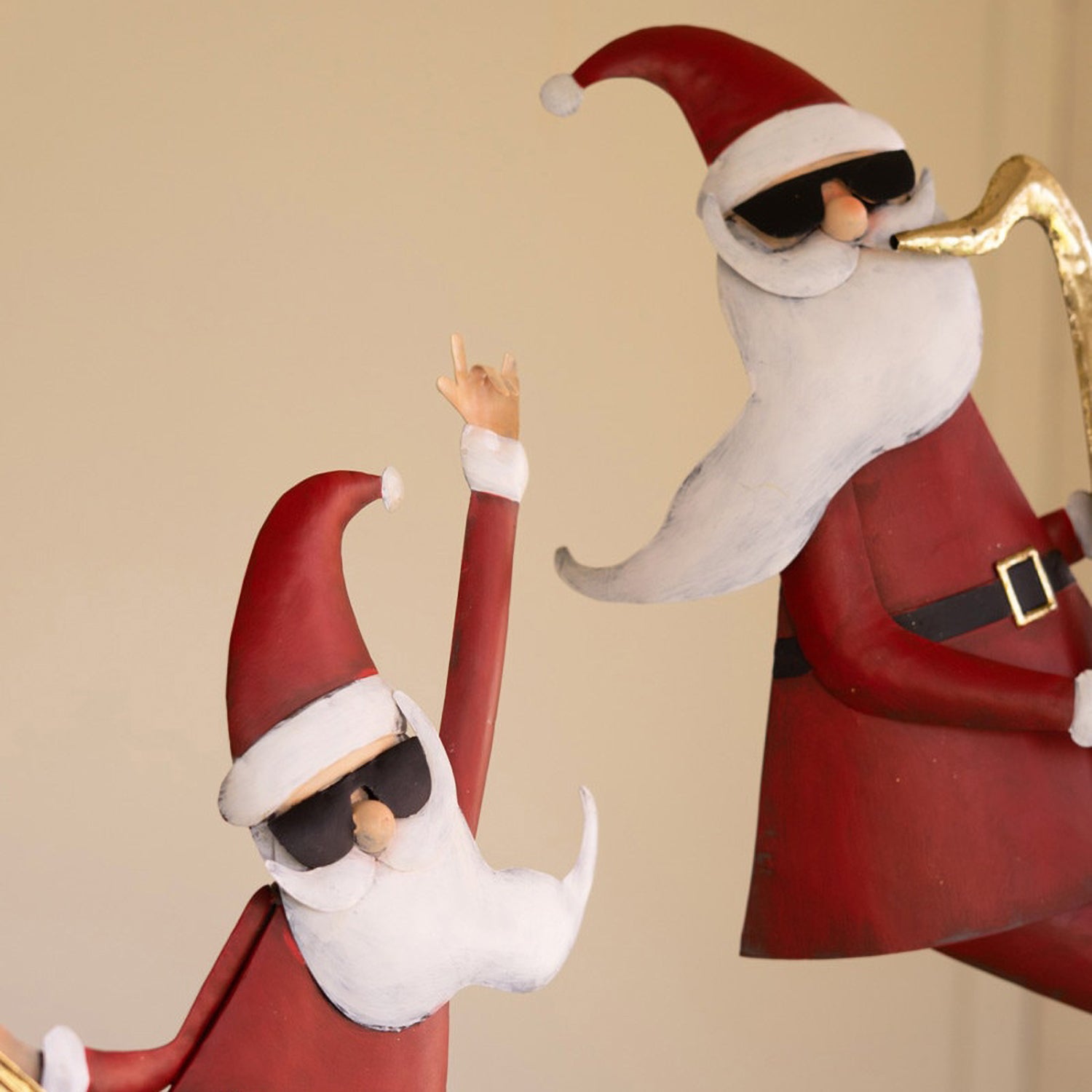 Metal Santa Musicians Set of 2