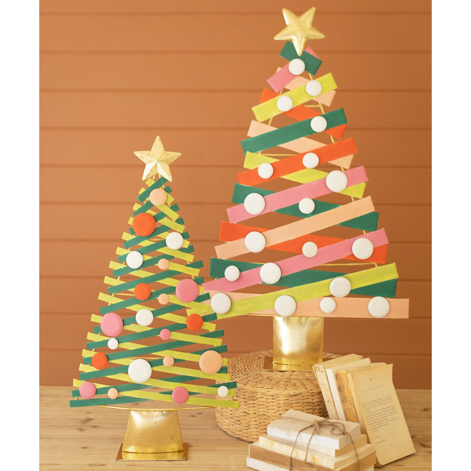 Painted Metal Christmas Tree Set of 2