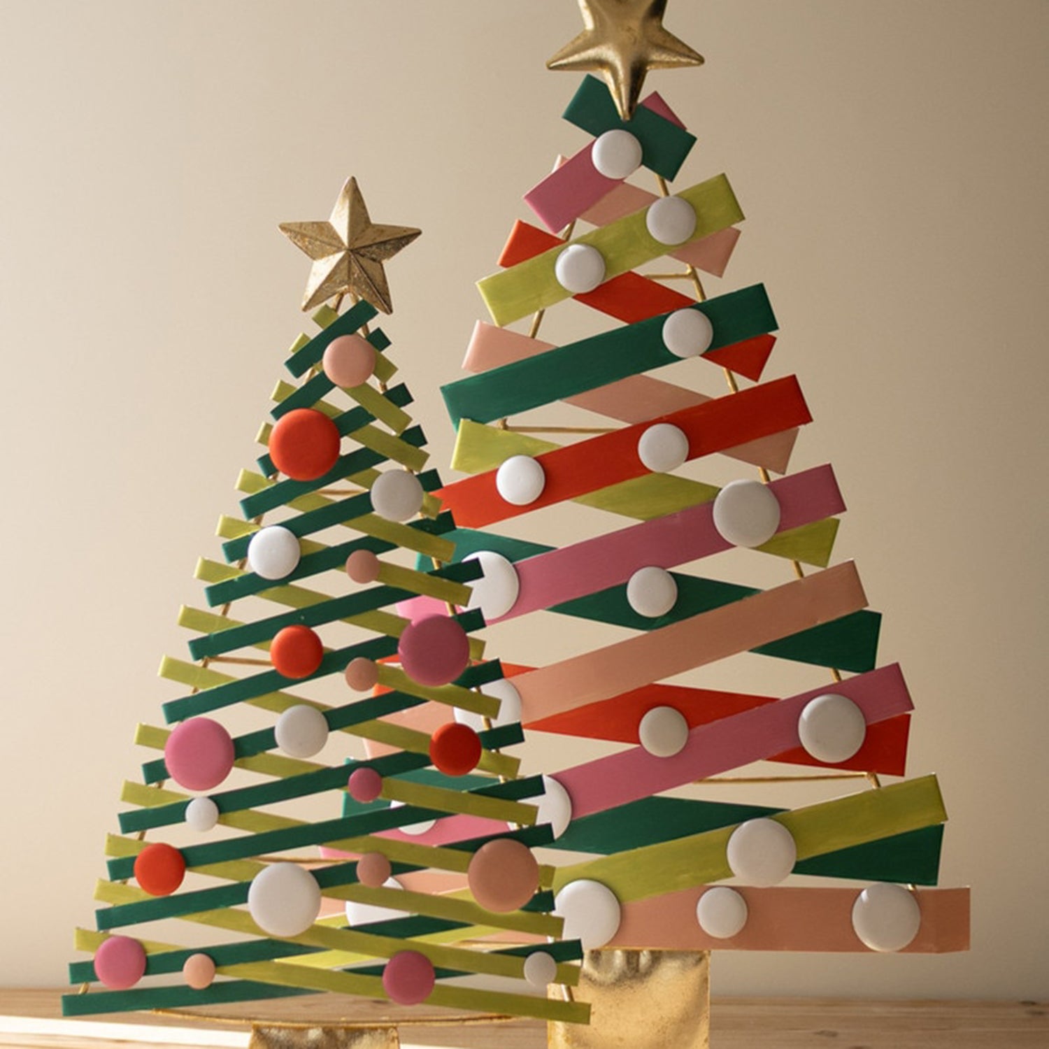 Painted Metal Christmas Tree Set of 2