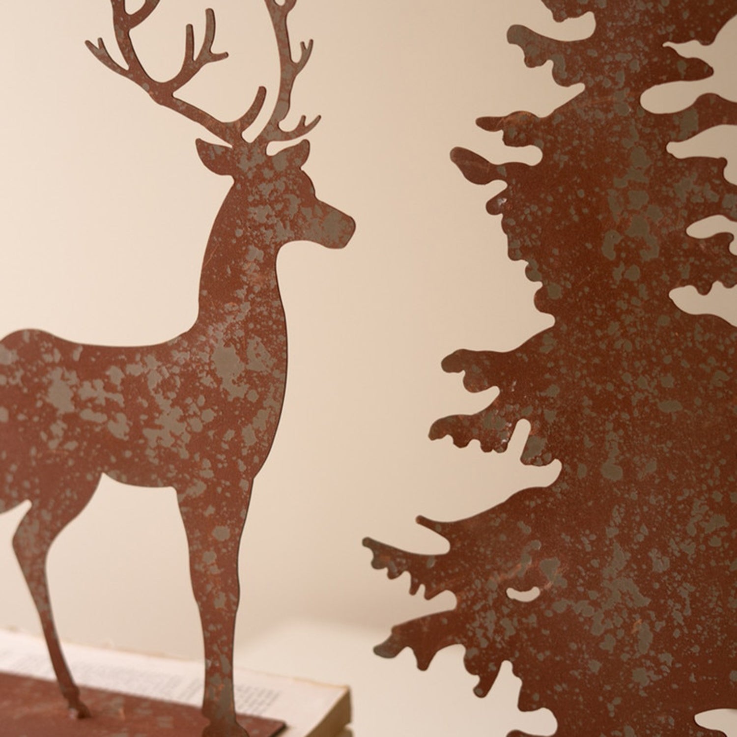Rustic Metal Christmas Trees and Reindeer Set of 4