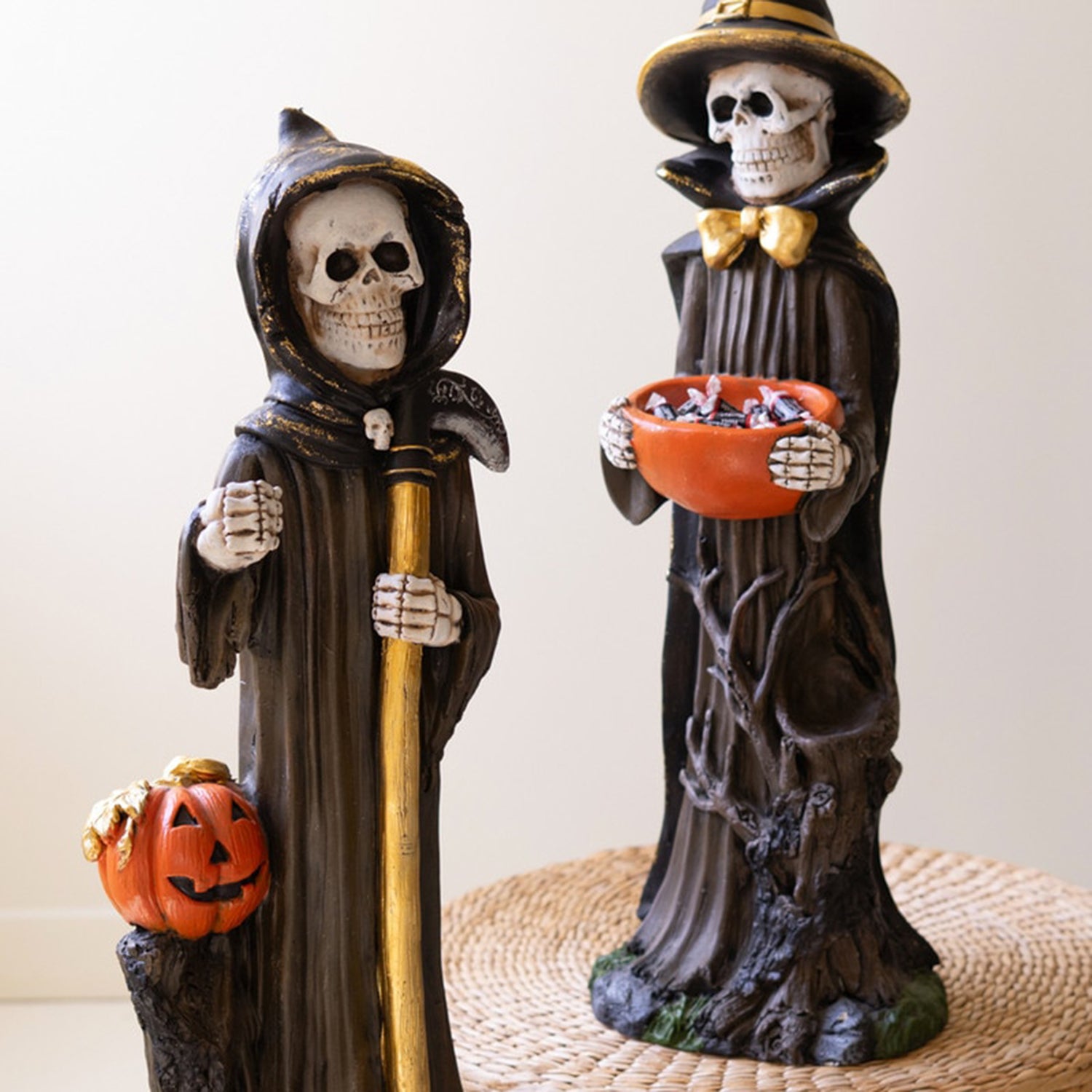 Poly Resin Halloween Grim Reaper Set of 2
