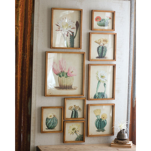 Cactus Flower Print Wall Art Set of 9