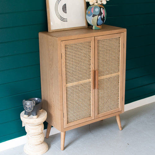 Woven Cane Tall Cabinet