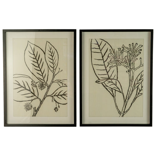 Black & White Leaf Print Framed Wall Art Set of 2