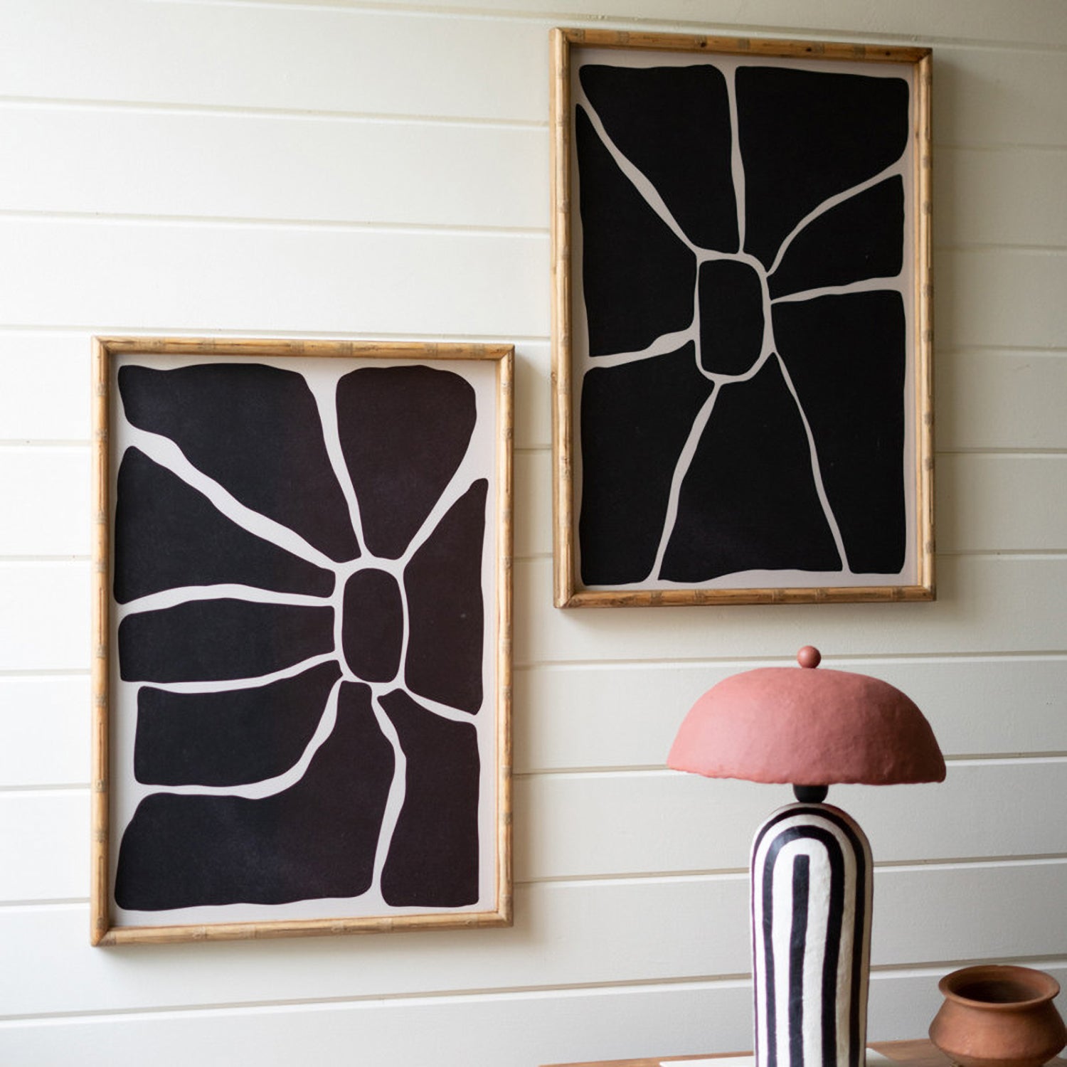 Black & White Abstract Framed Art Set of 2 – Paynes Gray