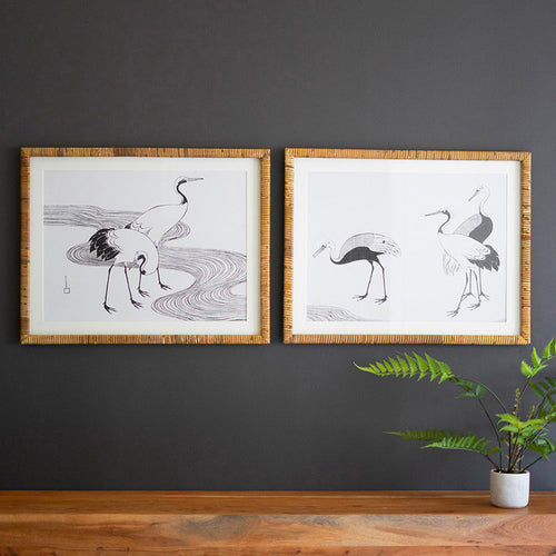 Shore Bird Prints Under Glass Framed Artwork Set of 2