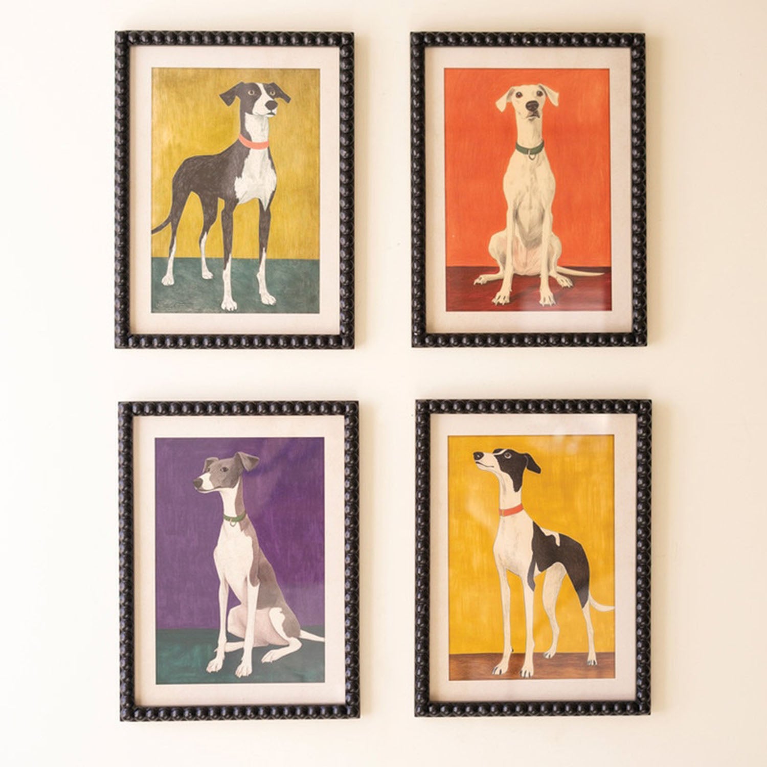 Hound Dog Framed Artwork Set of 4