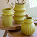 Chartreuse Ceramic Vase Set of 3