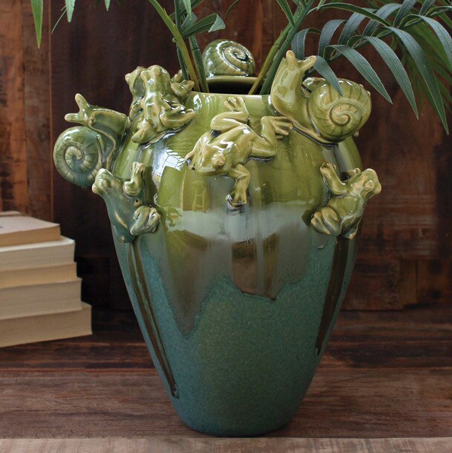 Ceramic Frogs and Snails Vase