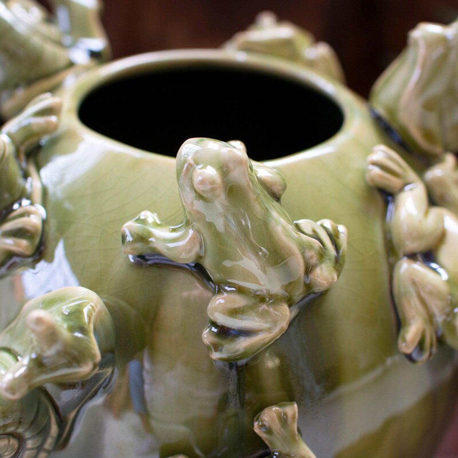 Ceramic Frogs and Snails Vase