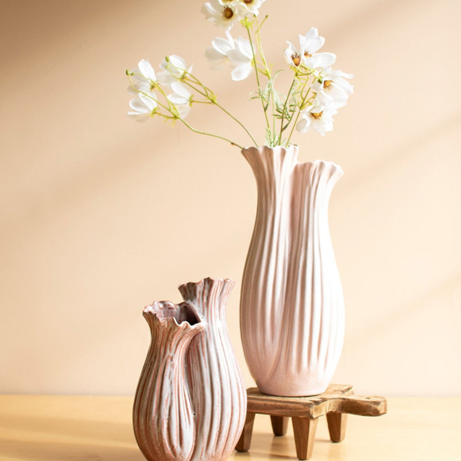 Organic Fluted Vase Set of 2