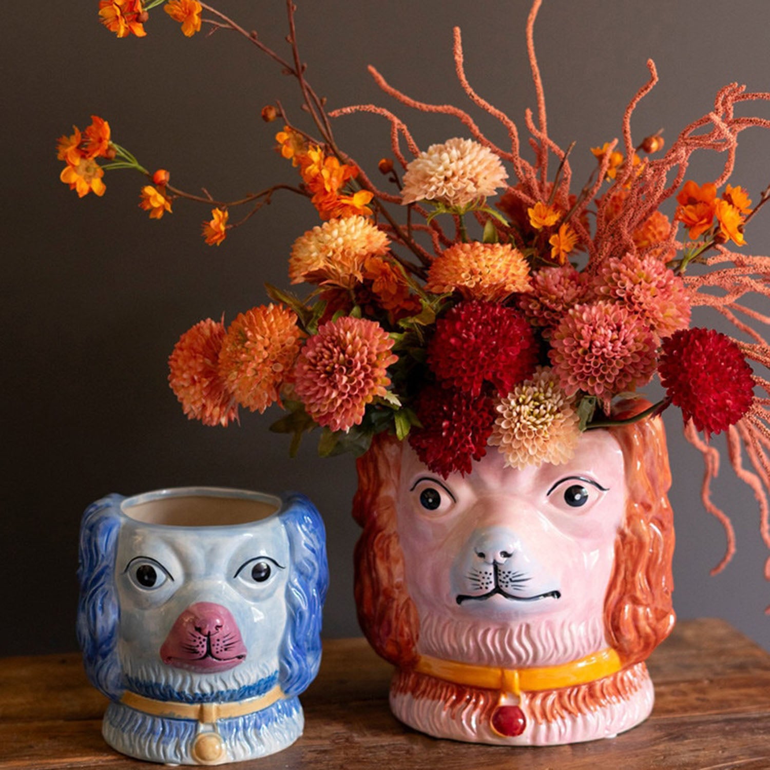 Vintage-Inspired Dog Vase Set of 2