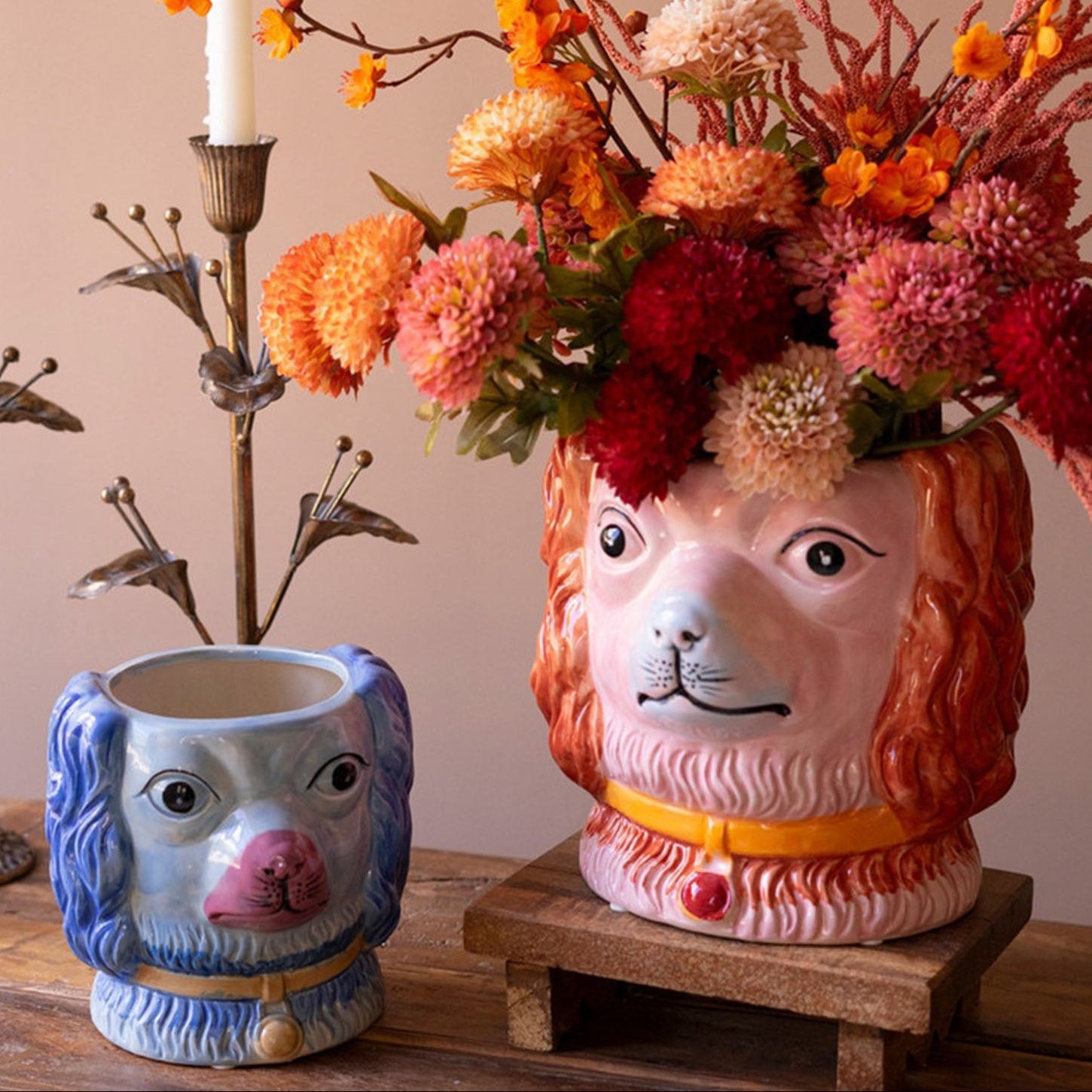 Vintage-Inspired Dog Vase Set of 2