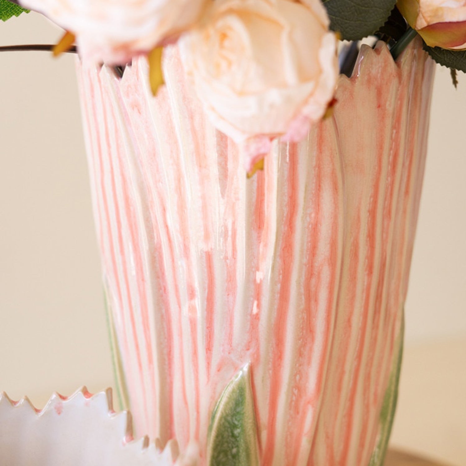 Pink and Green Ceramic Vase Set of 2