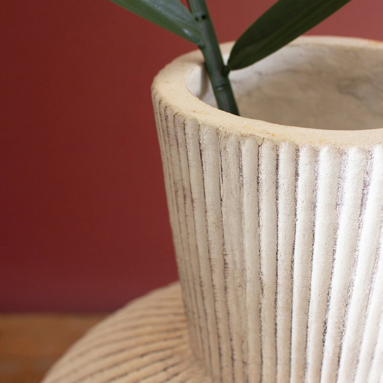 Tall Stone Composite Fluted Bulb Vase