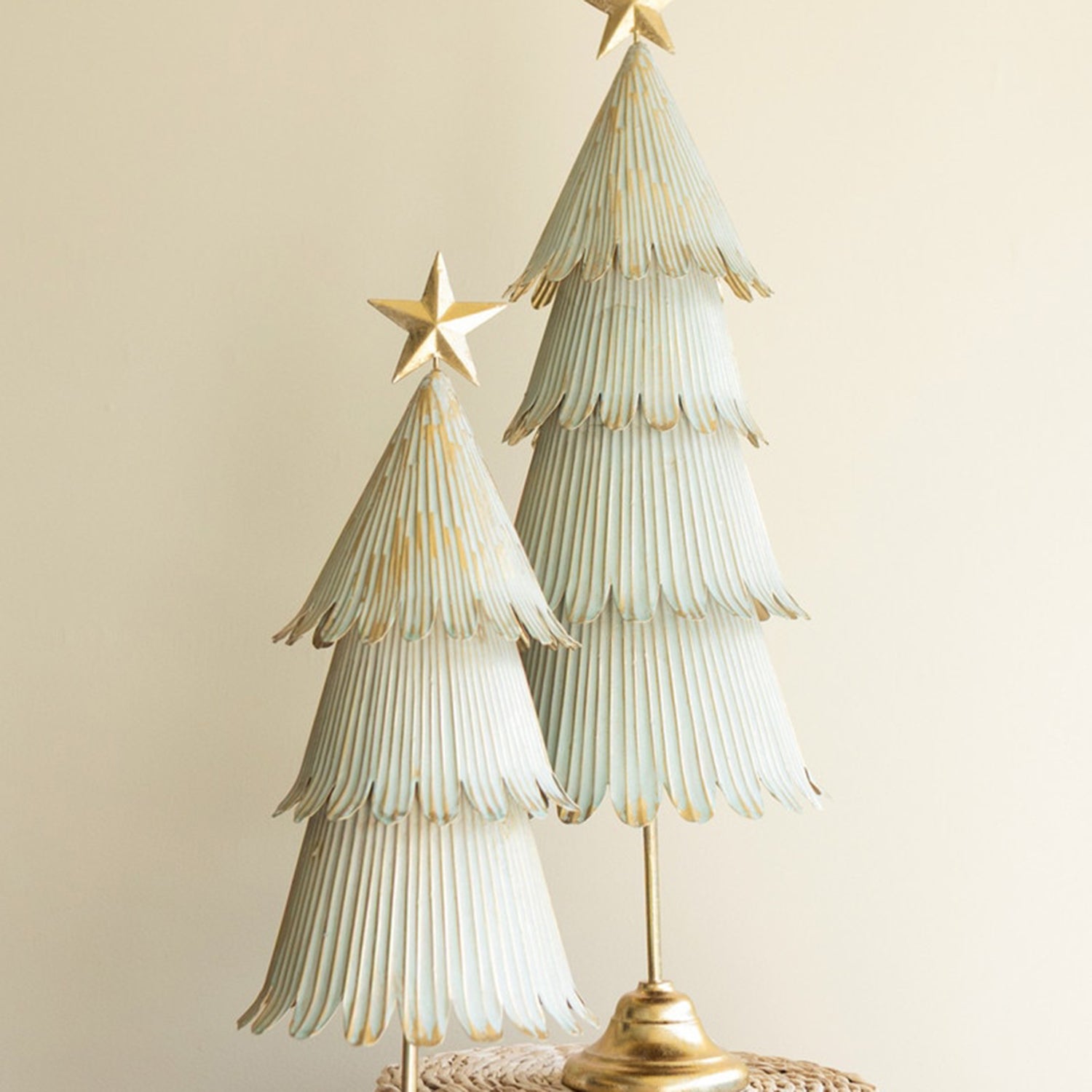 Antique Gold Metal Christmas Topiary Set of 2