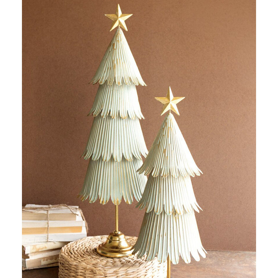 Antique Gold Metal Christmas Topiary Set of 2