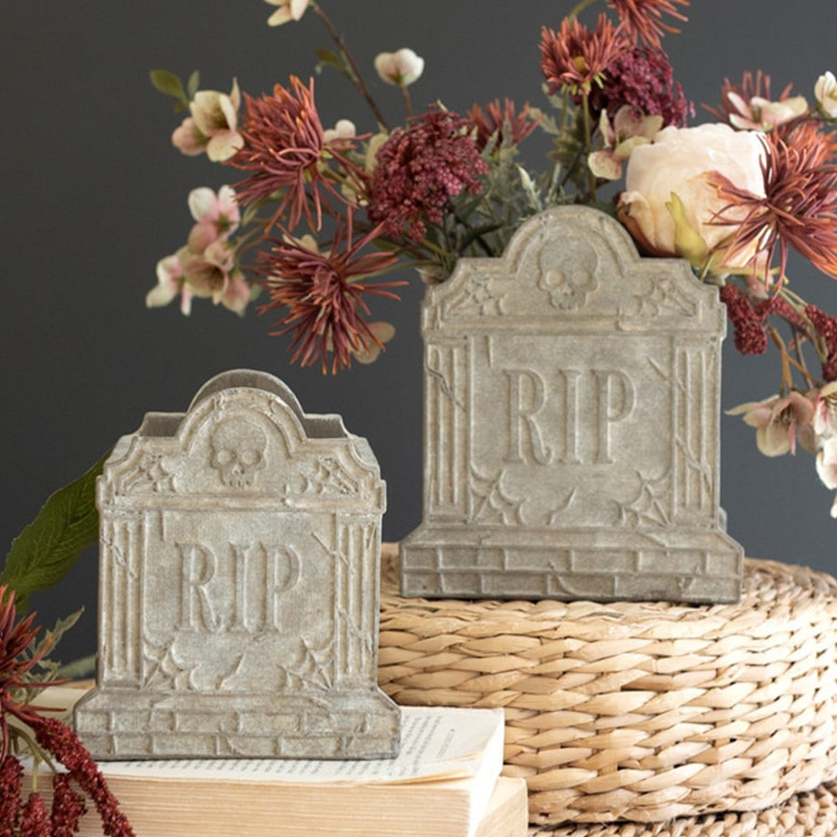 Halloween Cement Rip Planter Set of 2