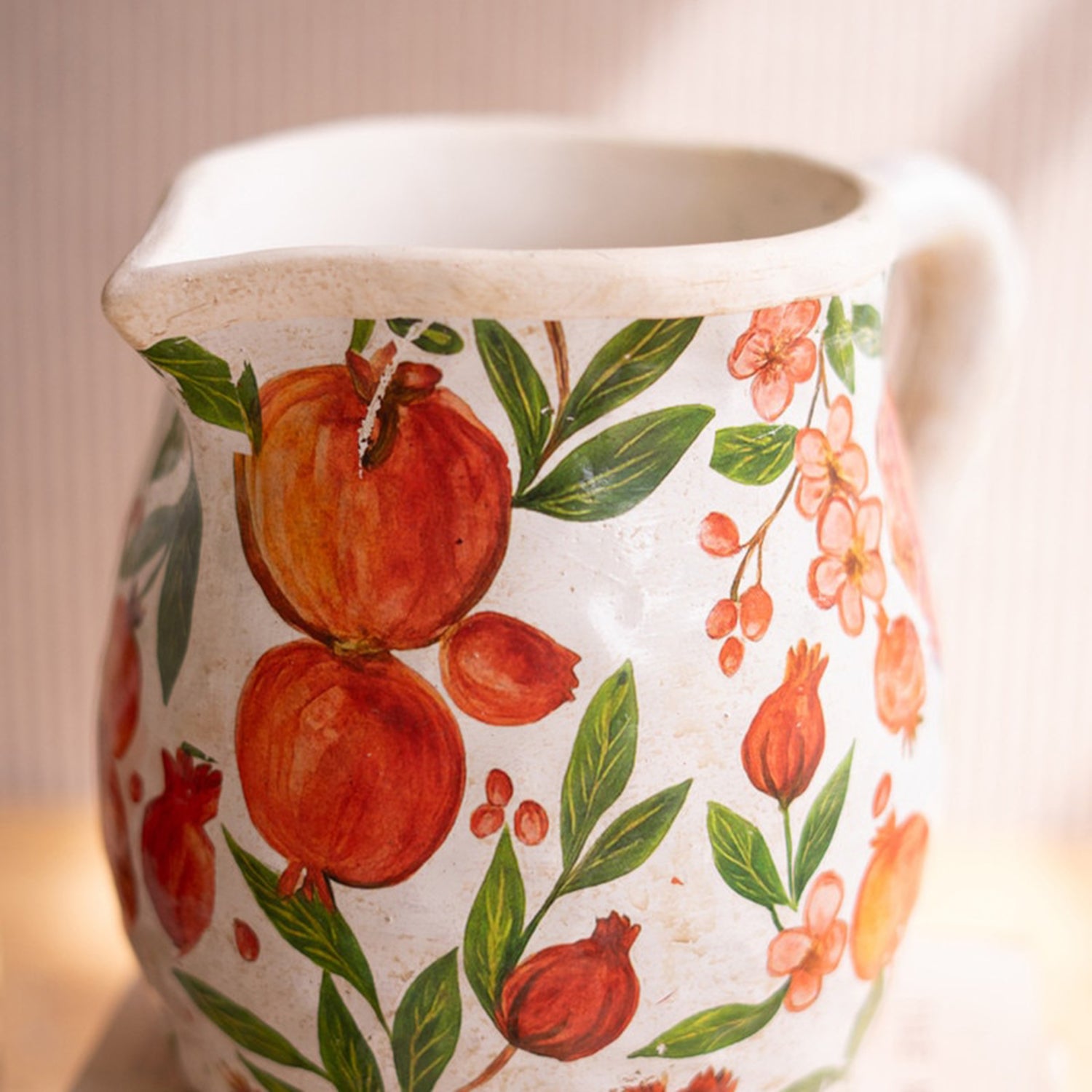 Pomegranites Cement Pitcher and Vase Set of 2
