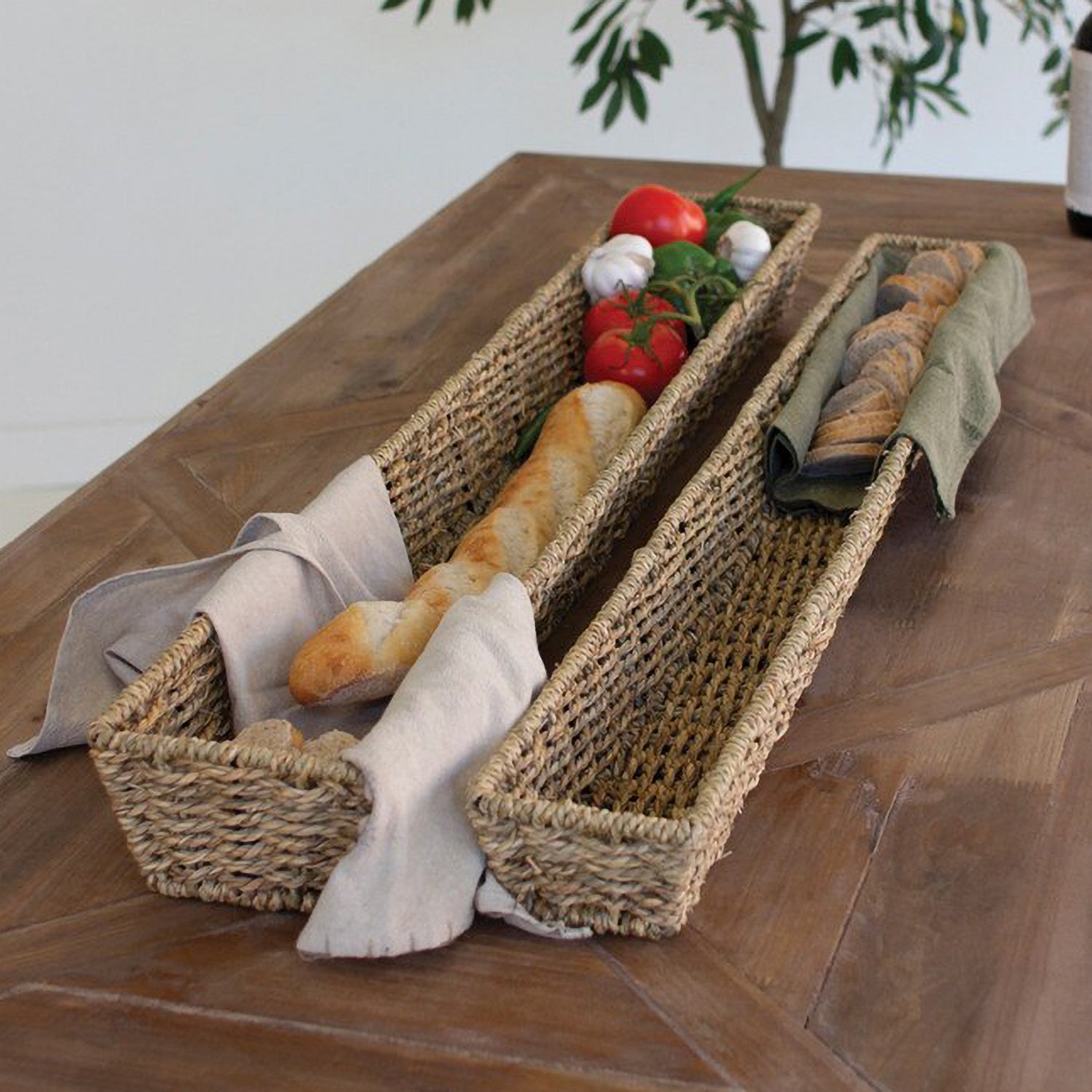 Woven Seagrass Bread Basket Set of 2